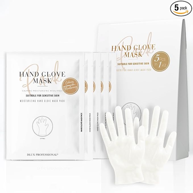 DLUX PROFESSIONAL Hand Masks - Moisturizing Fragrant Hand Mask Gloves, Protein Rich Moisturizing Gloves For Dry Skin, Single Use