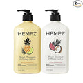 Hempz Body Lotion - Sweet Pineapple & Honey Melon + Coconut & Watermelon Daily Moisturizing Cream, Shea Butter, Aloe - Skin Care Products, Hemp Seed Oil - 17 fl oz, 2-Pack Bundle