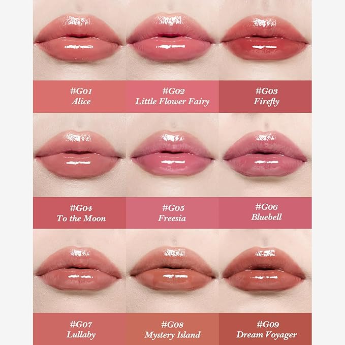 Flower Knows Midsummer Fairytales Coating Lip Lacquer,Glowy Non-Fading Lip Gloss,Hydrating Tinted Lip Oil for Girls&Women,Vegan & Cruelty Free,0.17Fl Oz(G08 Mystery Island)