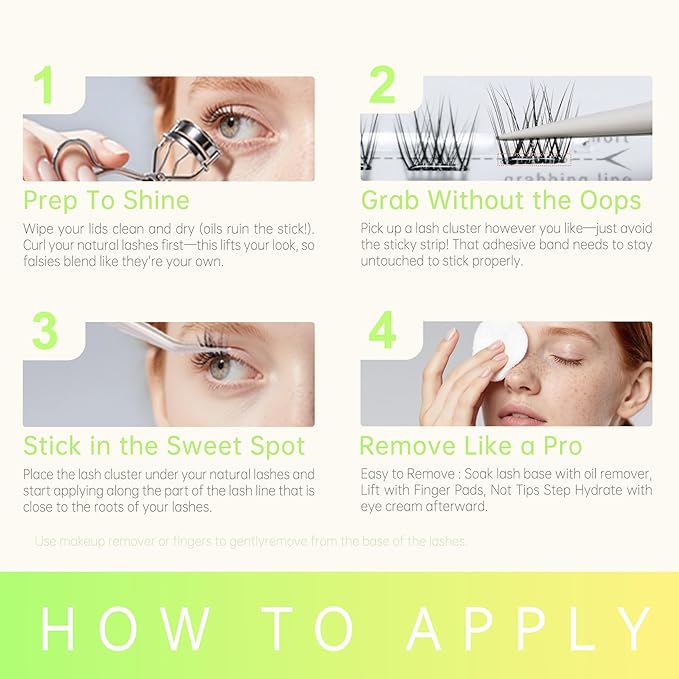 POP PRESS 10-12mm Go-To 2-in-1 Self-Adhesive Lash Clusters Kit, 1-Minute Pre-Glued Press-On, Natural Wispy Subtle Volume, Includes Tweezers, All-Day No-Fall, Ideal for Everyday Runs