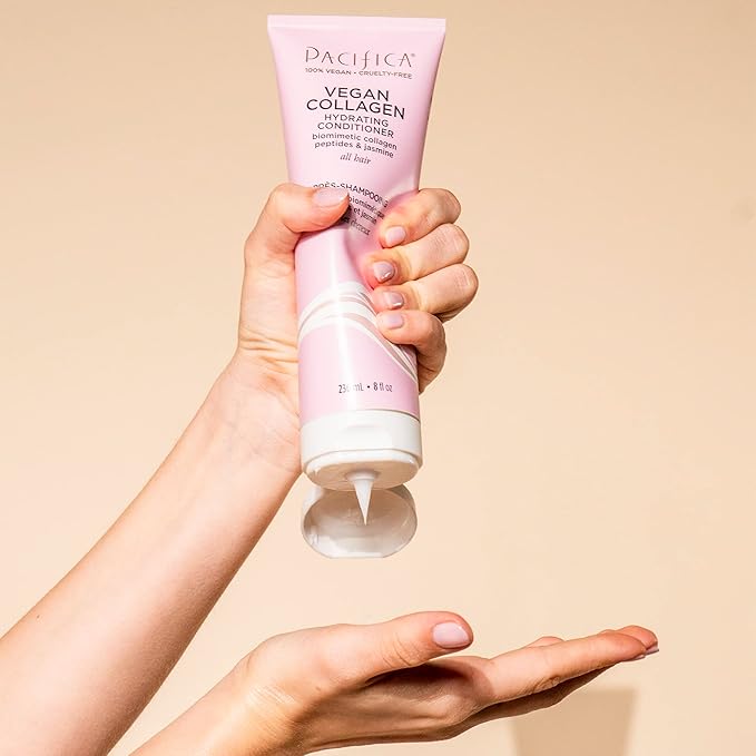 Pacifica Beauty, Vegan Collagen Hydrating Conditioner, Avocado Oil, Vitamin B5, Soften, Restore Shine, Address Split Ends, For Dry & Damaged Hair, Add Shine, Moisture, Sulfate & Silicone Free, Vegan