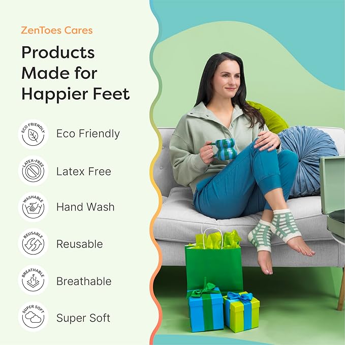 ZenToes Moisturizing Socks for Cracked Heel Treatment, Vitamin E, Olive Oil and Jojoba Oil Infused Heel Socks, Spa Gifts for Women, Mothers Day Gifts (Green Gingham & Multi Plaid, Regular)