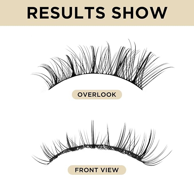 QUEWEL Lash Clusters 72 Pcs Wide Stem Individual Lashes C/D Curl 8-16mm Length DIY Lash Extension Soft False Eyelashes Wispy Cluster Lashes Easy to Create Natural Look At Home(Sparkle-C-MIX8-16mm)