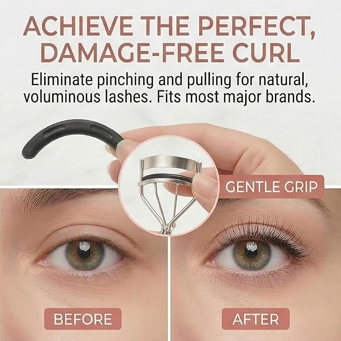 48Pcs Eyelash Curler Refill Pads for Shiseido, Silicone Lash Curler Refills Compatible with elf, Universal Eye Lash Curler Replacement (Black)