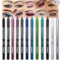 evpct 12Pcs Green Blue White Black Brown Purple Color Gel Glitter Eyeliner Pencils Set for Women Waterline Waterproof Smudge Proof lapiz de ojos delineador de ojos contra el agua Eye Liner Makeup 1-5