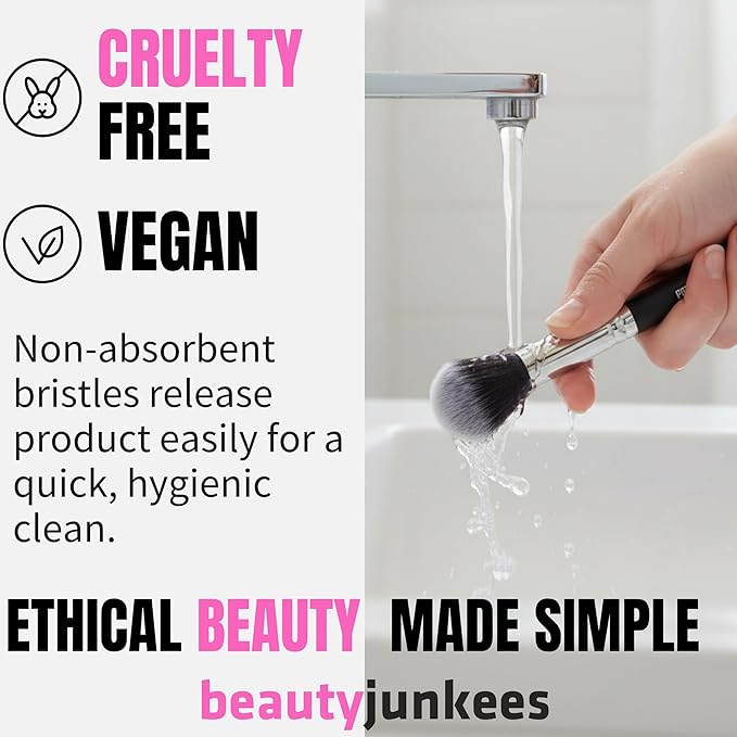 Beauty Junkees Concealer Brush Under Eye - Small Soft Fluffy Tapered Synthetic Cruelty Free Vegan Makeup Brush for Precision Setting Powder