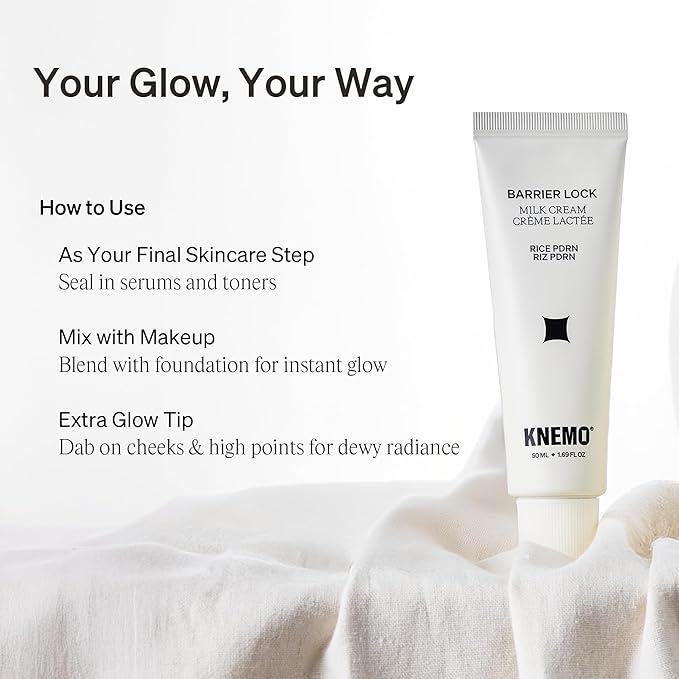 KNEMO BARRIER LOCK Rice PDRN Milk Cream - Intense Hydration Face Moisturizer for Barrier Repair, Rich Dewy Day & Night Cream for Dry, Sensitive, & Flaky Skin