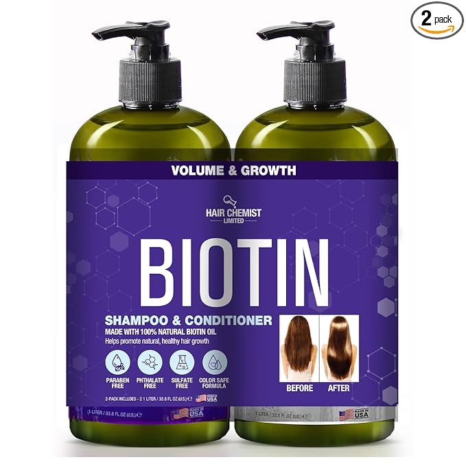 Hair Chemist Biotin Pro-Growth Shampoo & Conditioner 2-PC Gift Set - Includes 33.8oz Shampoo & 33.8oz Conditioner