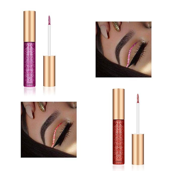 Ownest 10 Colors Liquid Glitter Eyeliner Set, Metallic Shimmer Glitter Eyeshadow, Long Lasting Waterproof Shimmer Sparkling Liquid Eyeliner Eye Shadow-10pcs, Mothers Day Gift