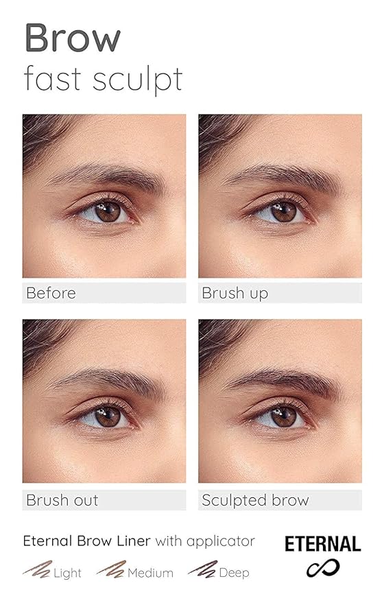Eternal Automatic Water Resistant Eyebrow Liner with Shaping Comb – Long Lasting, Professional and High Precision Brow Definer with No Sharpening, Retractable Twist Up Mechanism (Light Brown)