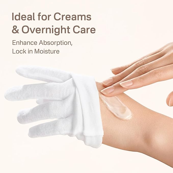 Cotton Gloves for Dry Hands Sleeping – 4 Pairs White Gloves Women Moisturizing Gloves Overnight, 100% Cotton Gloves Eczema, Spa Care for Dry Hands as Hand Mask