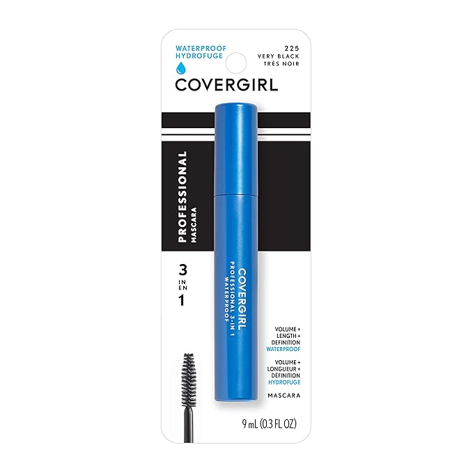 COVERGIRL Waterproof Mascara, Very Black | Professional | 3-in-1 | 0.3 Fl Oz | Pack of 2