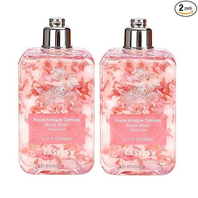 Rose Elixir Body Wash for Women – Moisturizing Shower Gel with Triple Rose Formula, Hydrating Natural Cleanser, Gentle Foaming, Multi-Oil Nourishment, 2-Pack
