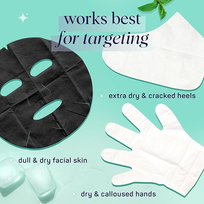 SpaLife Men's 12-Piece Spa Set | Fathers Day Gifts | Repairing Hand Gloves for Dry Hands, Cooling Mint Foot Socks for Cracked Heels, and Moisturizing Face Mask