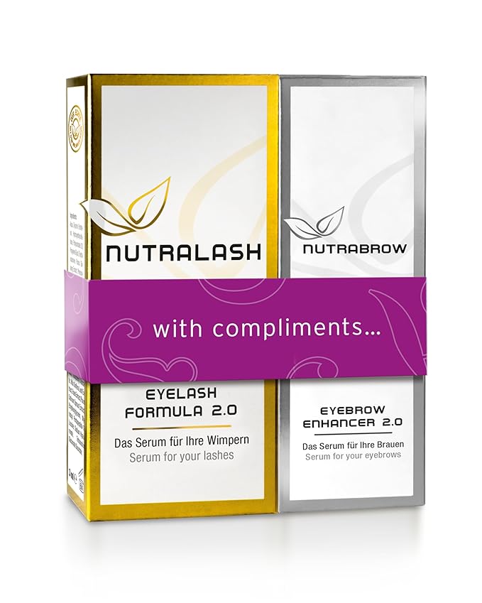 NutraBrow Eyebrow Enhancer & Nutralash Eyelash Formula 2.0 Set I Thicker Brows and Longer Eyelashes in 6-12 Weeks I Lash and Eyebrow Growth Serum I 3ml & 1ml