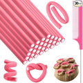 Syhood 30 Pcs 7'' Flexible Curling Rods Twist Foam Hair Rollers Soft Foam No Heat Hair Rods Rollers and 1 Steel Pintail Comb Rat Tail Comb for Women Long Short Hair(Pink,7 x 0.39 Inch)
