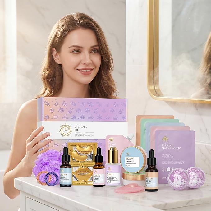Mother's Day Gifts for Mom, 23 Pcs Hydrating Face Skin Care Set, Bath and Body Gifts Basket Set for Women, Anniversary, Self Care Gift Set, Present, Birthday Gift, Christmas, Anniversary, Teen, Wife