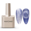 MAYCHAO 15ML Cat Eye Gel Nail Polish 1Pc Blue Shimmer Nail Polish with Magnet Soak off Holographic Magnetic Gel Polish for Nail Art Manicure Salon DIY at Home, 0.5 OZ