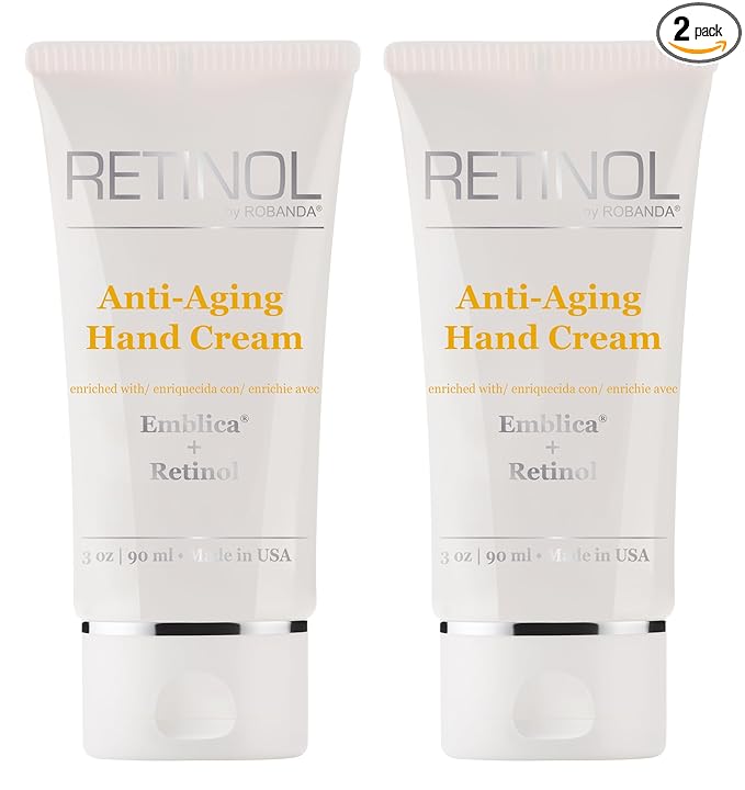 Robanda Retinol Anti-Aging Hand Cream - Hydrating & Moisturizing Hand Lotion with Anti-Aging Formula to Help Prevent Wrinkles & Reduce Fine Lines, 3 oz, 2 pack