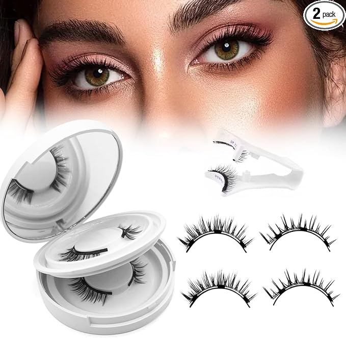 Meylora Magnetic Lashes,2026 New Magnetic Eyelashes with Applicator Natural Look,No Glue Needed Reusable Eyelashes Kit for Women(02+04)