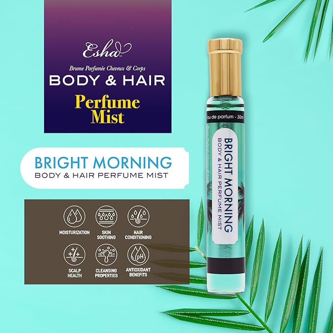 Esha Body & Hair Perfume Mist - Eau de Parfum for Women - Infused with Betaine - Zesty Tangerine, Lemon, Bergamot - (BRIGHT MORNING)