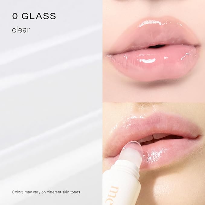 Melixir Vegan Lip Treatment, Sheer Tinted Lip Balm for Instant Hydration & Shine, Moisturizing Lip Gloss, Infused with Vegan Collagen & Jojoba Oil, Cruelty-Free, Korean Skincare-0 Glass(0.5oz/15g)