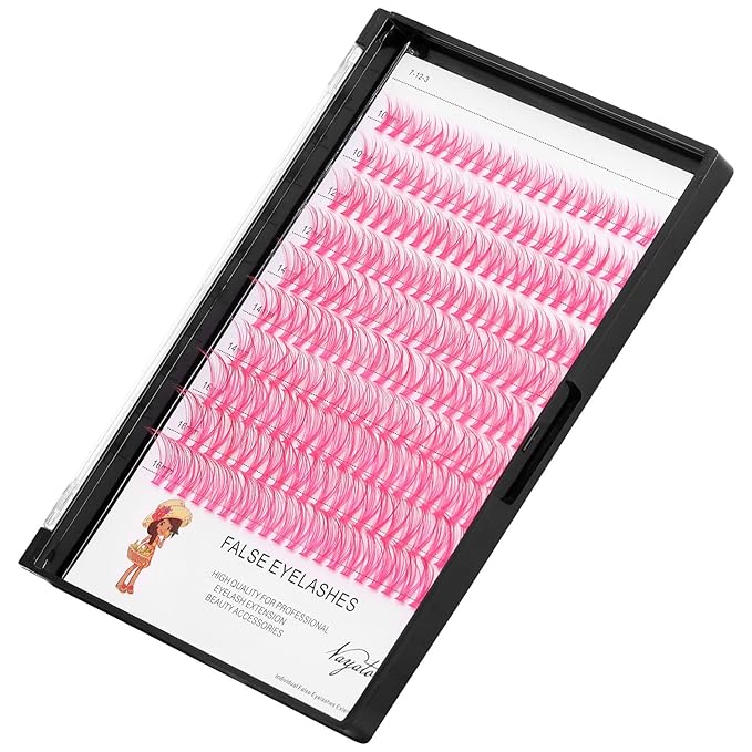→VAYATOR False Eyelashes 3Styles D Curl 10-18mm 200Pcs To Choose Lashes Extensions Cluster Individual Lash Extensions Reusable False Eyelashes Easy Grafting （Pink-D Curl-10-16mm mixed）