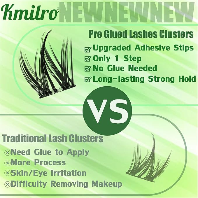 Self Adhesive Eyelashes 10-14mm Manga Self Adhesive Lash Clusters Spiky Pre Glued Lashes Anime Press on Lashes No Glue Needed Wispy Reusable DIY Cluster Eyelash Extensions Kit with Tweezers, by Kmilro