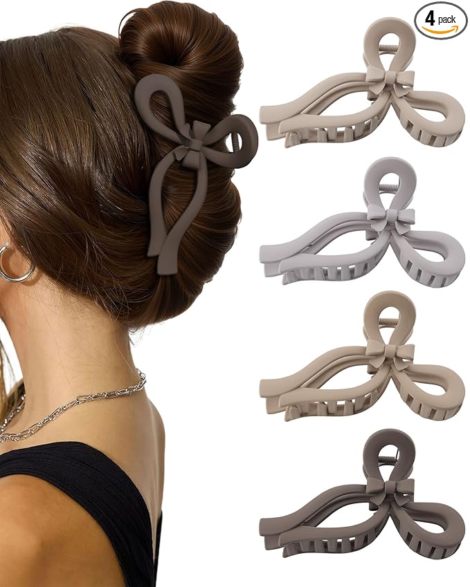 4 PCS Bow Hair Clips for Women Bow Claw Clip 5" Extra Large Hair Claw Clips for Thick and Long Hair Cute Bows Big Clip Mother’s Day Gift for Mom