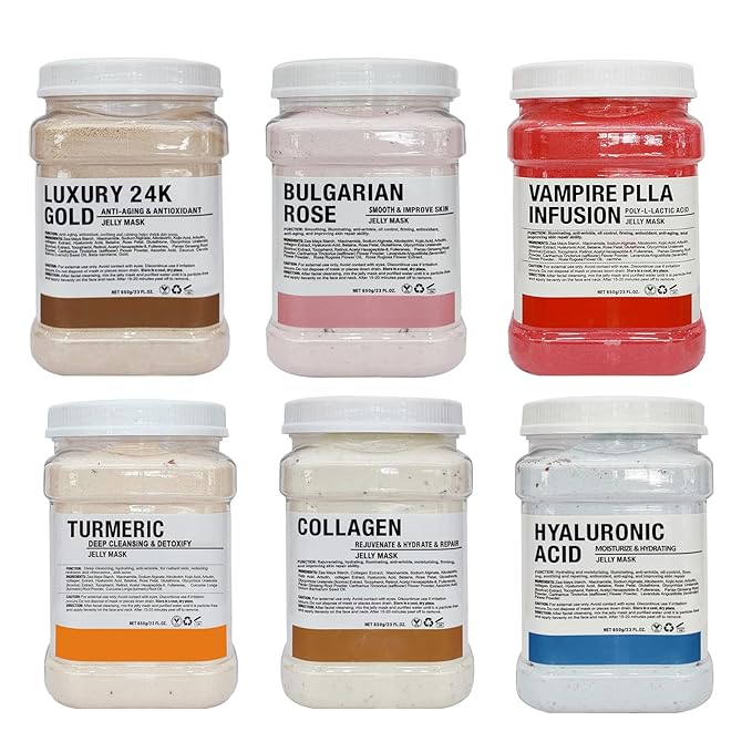 YMEYFAN Jelly Mask for Facials Professional Face Mask Bulk Wholesale, Jelly Mask Powder for Estheticians Supplies Beauty Salon Spa Face Mask Skin Care, 23Fl Oz (6 Jar)