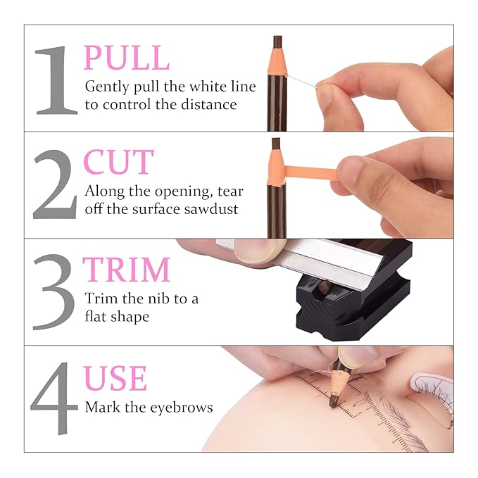 ATOMUS Brow Mapping Kit with 10m Pink & White Mapping String 20g White & Pink Brow Paste 50pcs Eyebrow Ruler Stickers 2 Brow Brushes 2pcs Eyebrow Pencil 1pc Sharpener 10pcs Blades