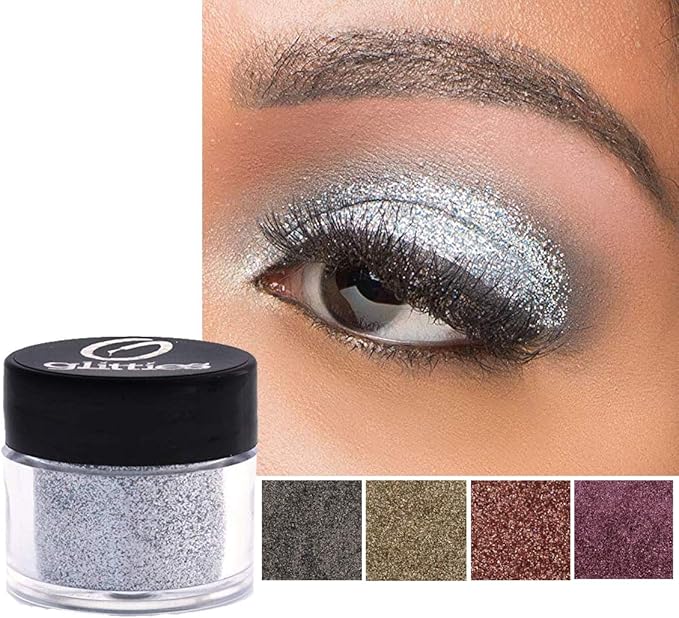 GLITTIES - Brilliant Silver - Cosmetic Grade Extra Fine (.006") Loose Glitter Powder Safe for Skin! Perfect for Makeup, Body Tattoos, Face, Hair, Lips, Soap, Lotion, Nail Art - (30 Gram Jar)
