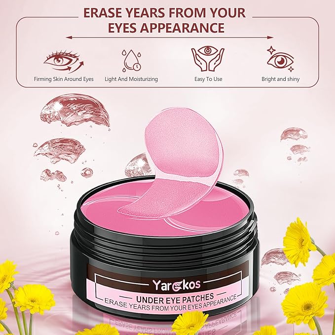 2 Packs 60 Pcs Under Eye Patches, Green+Pink, 30 Pairs Undereye Mask for Puffy Eyes Dark Circles Treatment, Collagen Gel Pads Hydrating for Eye Bags Puffiness Wrinkle, Women Men Beauty Skin Care