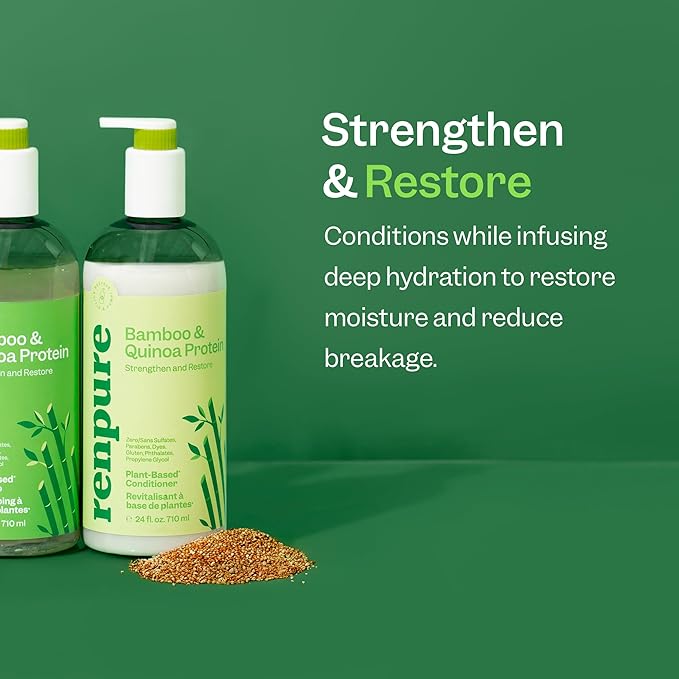 Renpure Bamboo & Quinoa Conditioner, Plant-Based – Restores, Hydrates & Strengthens For Healthier Hair – For Weak, Dull & Damaged Hair - Bamboo Extract & Quinoa Protein – 24 Fl Oz