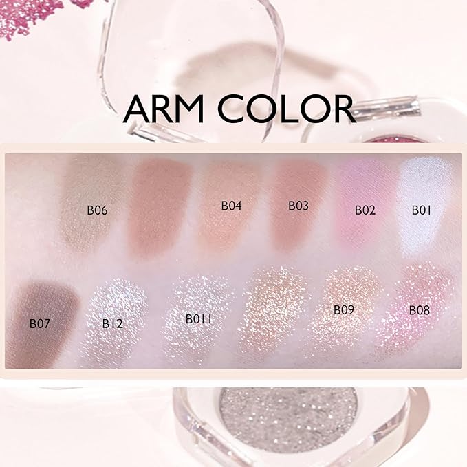 Glitter Purple Eyeshadow Palette, Single Shimmer Eye Shadow Palette Makeup Compact Pressed Powder Lightweight Blendable Metallic Holographic Iridescent Cream Eyeshadow Eye Highlighter for Women