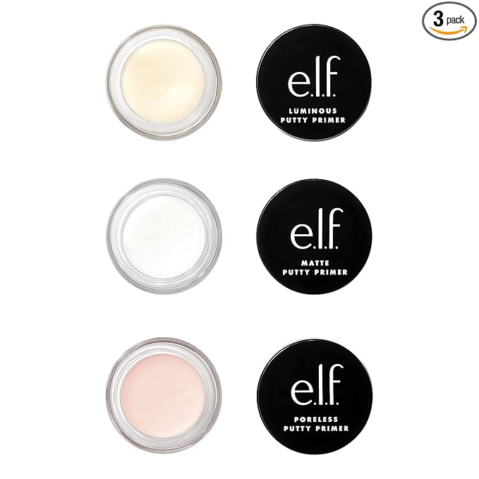 e.l.f. Cosmetics Putty Primer Trio, Includes Poreless Putty, Matte Putty & Luminous Putty, Travel Size, 0.14 Oz (4g) Each, 0.14 ounces