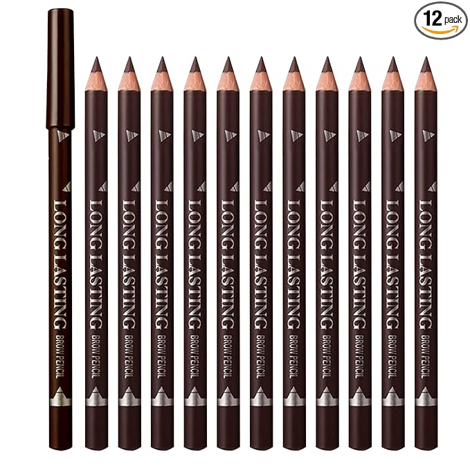 12 PCS Dark Brown Eyeliner Pencils,Professional Long Lasting Waterproof Makeup Pencils,Highly Pigmented Inner Corner Eye Highlighter Eyeliner Pencil Eye Liner Pen Sets for Women