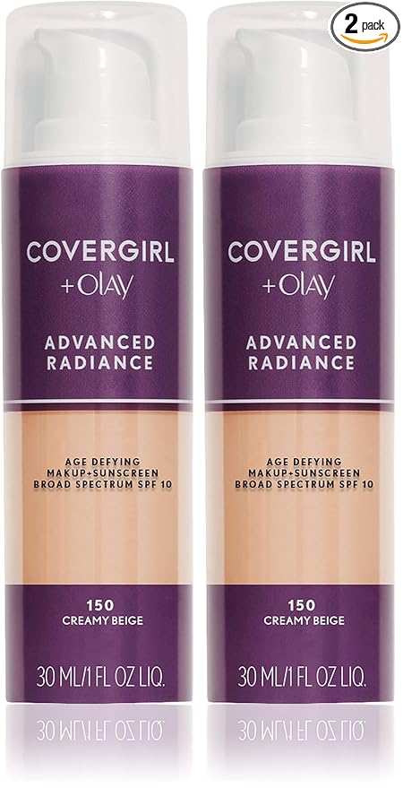 COVERGIRL Advanced Radiance Age Defying Foundation Makeup Creamy Beige, 1 oz (Pack of 2)