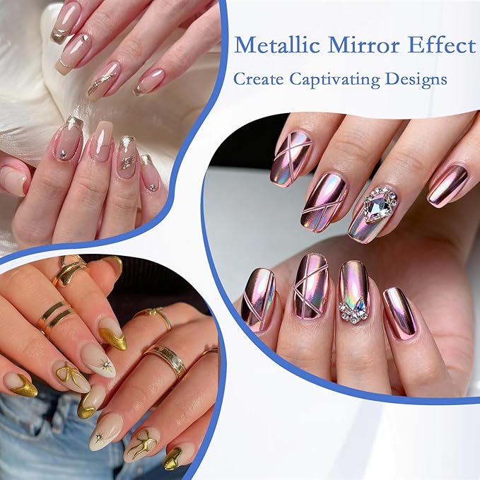 16 Jars Chrome Nail Powder Nail Art Glitter Decoration Metallic Mirror Effect Holographic Aurora Pearl Mermaid White Pigment Powder Kit for Resin Craft Nail Art - Aurora Phantom