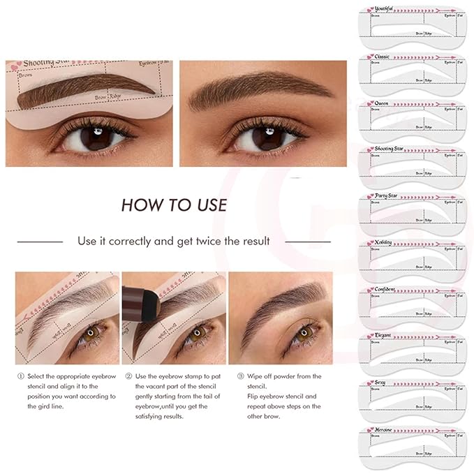 TgoBeauty 10PCS Women Eyebrow Card Reusable High Durability Eyebrow Stencil Grooming Shaper Template Eye Makeup Tools Stickers for Eyebrow PMU (10pcs/set)