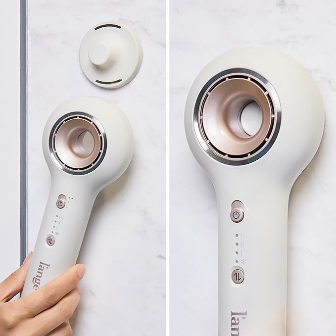 L’ANGE HAIR Axia HaloRing Ionic Hair Dryer | High Speed Professional Blow Dryer for Smooth, Frizz-Free Styles | Lightweight Brushless Motor with Concentrator & Wall Mount | 4 Heat Settings | Off-white