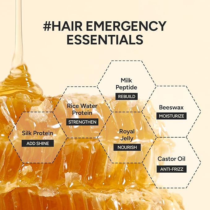 Korean Dual Hair Pack for Smooth & Glossy Hair, Deep Conditioning Treatment with Rice Protein, Silk & Honey Extract, Dual Cream Formula for Dry, Damaged Hair, Mellow Honey, 200g / 7.05 oz