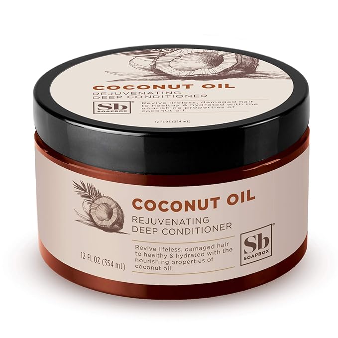 Soapbox Coconut & Shea Rejuvenating Deep Conditioner, Hydrating Hair Treatment for Dry, Damaged Hair - Leaves Hair Soft, Smooth, & Moisturized - Deep Conditioner Hair Mask with Coconut Oil - 12 oz