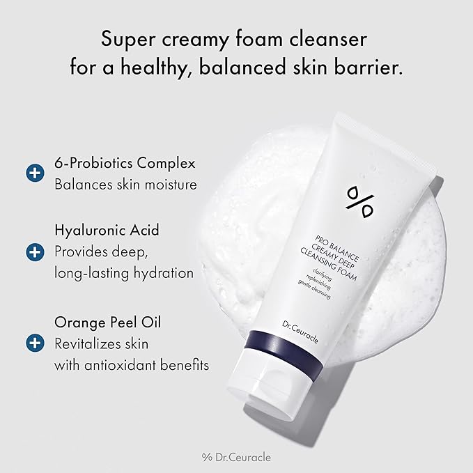 Dr.Ceuracle Pro Balance Creamy Deep Cleansing Foam - Korean Daily Hydrating Facial Wash, Oil & Moisture Balance Cleanser (150 ml / 5.07 fl. oz.)