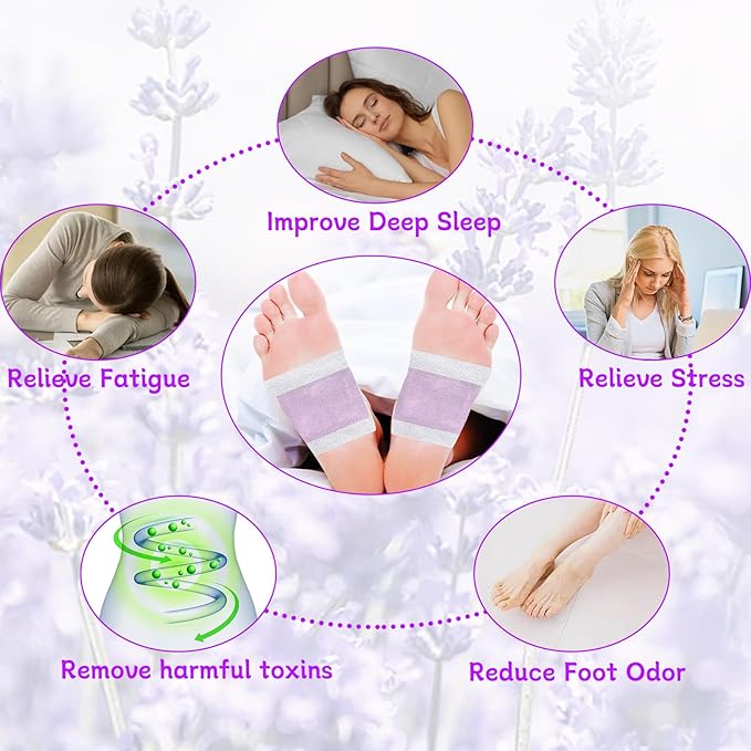 48 Packs Lavender Foot Pads to Feel Better, Relieve Stress & Sleep Better, Suitable for Home or Travel Use