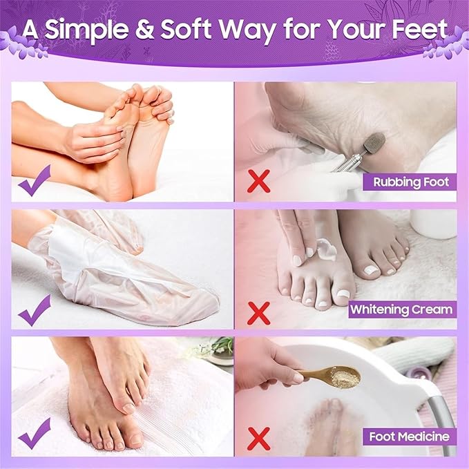 Foot Peel Mask for Women & Men | Peeling & Exfoliating Foot Mask for Dry Cracked Feet, Removes Dead Skin & Calluses, Hydrates & Smooths Cracked Heels (Standerd, Lavender)