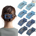8 Pack French Flat Hair Clips for Women – Large Matte No-Slip Claw Barrettes for Thick & Thin Hair, Strong Hold Styling Accessories (Blue)