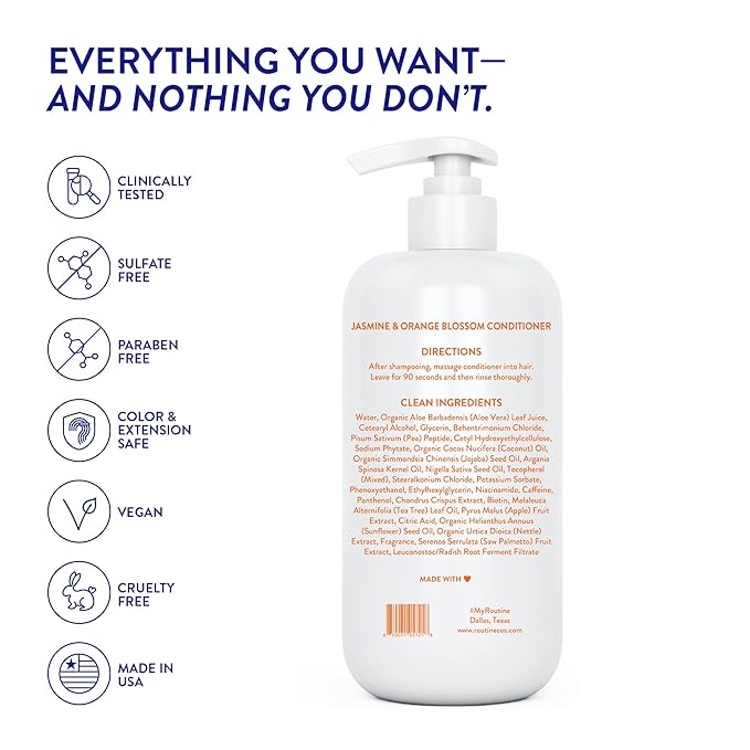 Routine Wellness Anti-Thinning Deep Conditioner for Thinning Hair to Reduce Breakage - CLINICALLY TESTED Formula with DHT Blockers Saw Palmetto, Nettle Oil - Jasmine & Orange Blossom Conditioner