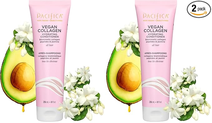 Pacifica Beauty, Vegan Collagen Hydrating Conditioner, Avocado Oil, Vitamin B5, Soften, Restore Shine, Address Split Ends, For Dry & Damaged Hair, Add Shine, Moisture, Sulfate & Silicone Free, Vegan