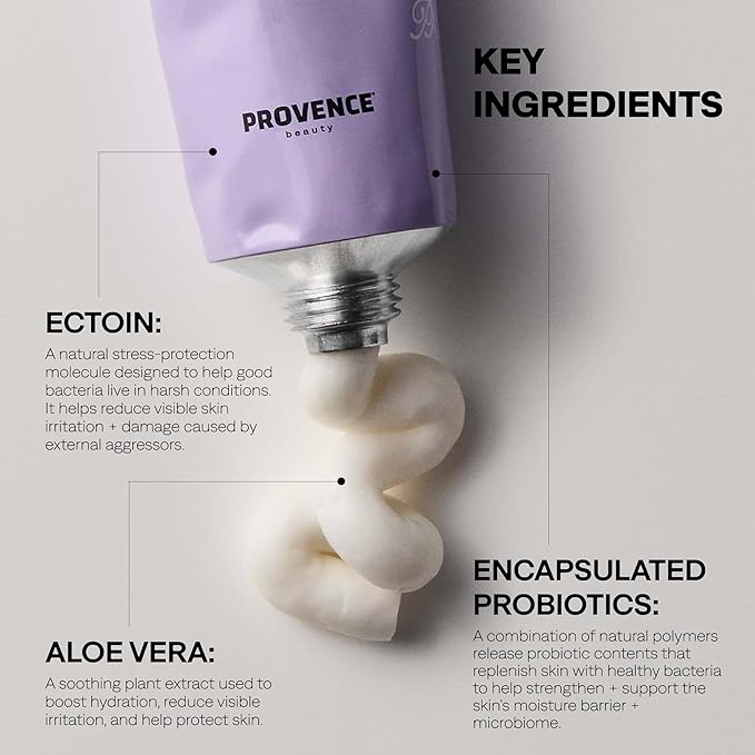 Provence Beauty BARE LUMIÈRE Skin Barrier Repair Cream – 5-in-1 Face Moisturizer with Ectoin, Encapsulated Probiotics & Aloe Vera – Hydrates, Primes, Boosts Glow & Strengthens the Skin – 2 fl oz